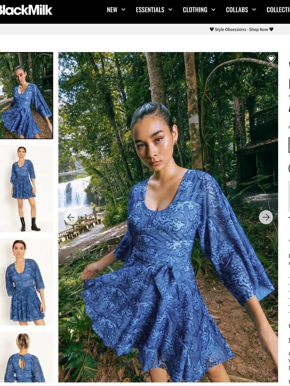 Waterbender Kimono Mini Dress Flocked Fabric